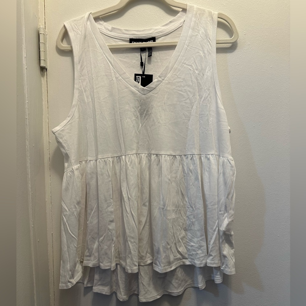 Dkny Cream Relaxed Tiered Tank Top